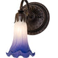 Meyda Lighting Tiffany Pond Lily 6" Mahogany Bronze Wall Sconce With Blue & White Shade Glass