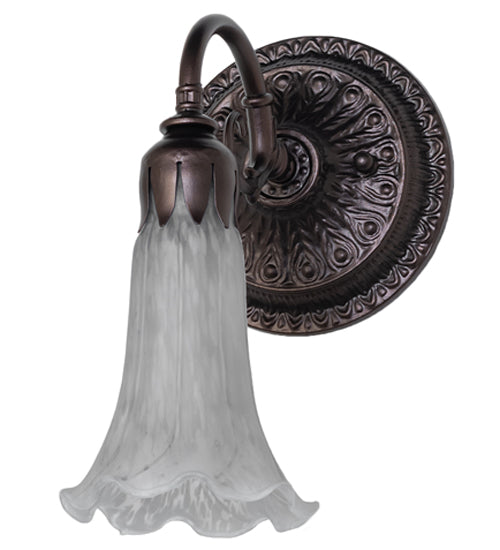 Meyda Lighting Tiffany Pond Lily 6" Mahogany Bronze Wall Sconce With Gray Shade Glass