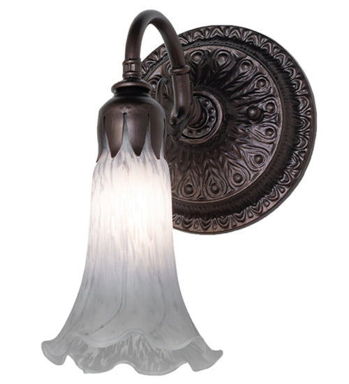 Meyda Lighting Tiffany Pond Lily 6" Mahogany Bronze Wall Sconce With Gray Shade Glass