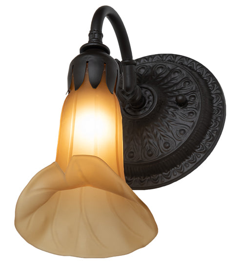 Meyda Lighting Tiffany Pond Lily 6" Oil Rubbed Bronze Wall Sconce With Amber Favrile Shade Glass