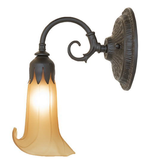 Meyda Lighting Tiffany Pond Lily 6" Oil Rubbed Bronze Wall Sconce With Amber Favrile Shade Glass