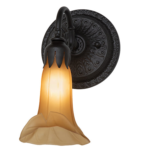 Meyda Lighting Tiffany Pond Lily 6" Oil Rubbed Bronze Wall Sconce With Amber Favrile Shade Glass