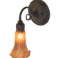 Meyda Lighting Tiffany Pond Lily 6" Oil Rubbed Bronze Wall Sconce With Amber Shade Glass