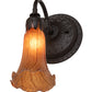 Meyda Lighting Tiffany Pond Lily 6" Oil Rubbed Bronze Wall Sconce With Amber Shade Glass