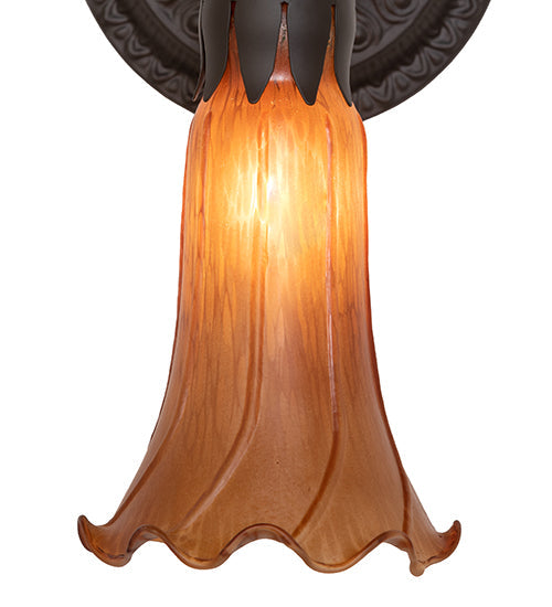 Meyda Lighting Tiffany Pond Lily 6" Oil Rubbed Bronze Wall Sconce With Amber Shade Glass