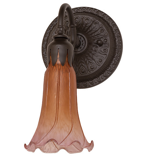 Meyda Lighting Tiffany Pond Lily 6" Oil Rubbed Bronze Wall Sconce With Amber & Violet Shade Glass