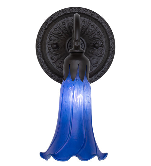 Meyda Lighting Tiffany Pond Lily 6" Oil Rubbed Bronze Wall Sconce With Blue Shade Glass