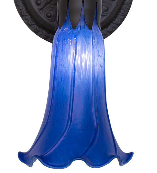 Meyda Lighting Tiffany Pond Lily 6" Oil Rubbed Bronze Wall Sconce With Blue Shade Glass