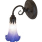 Meyda Lighting Tiffany Pond Lily 6" Oil Rubbed Bronze Wall Sconce With Blue & White Shade Glass