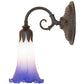 Meyda Lighting Tiffany Pond Lily 6" Oil Rubbed Bronze Wall Sconce With Blue & White Shade Glass