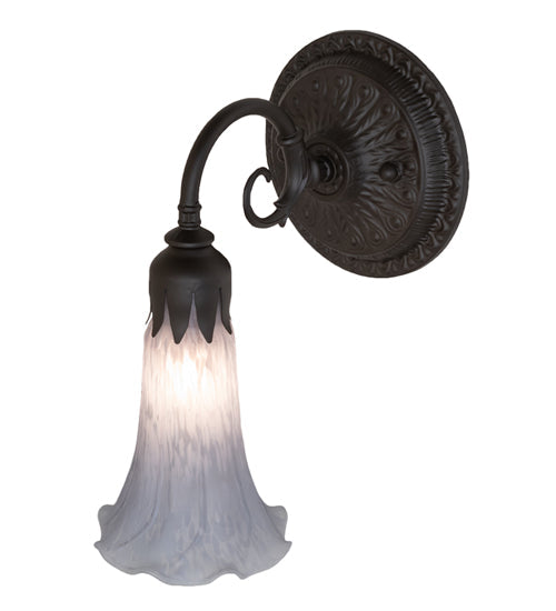 Meyda Lighting Tiffany Pond Lily 6" Oil Rubbed Bronze Wall Sconce With Gray Shade Glass