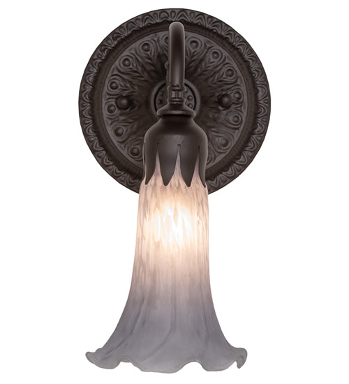 Meyda Lighting Tiffany Pond Lily 6" Oil Rubbed Bronze Wall Sconce With Gray Shade Glass