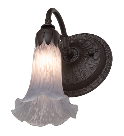 Meyda Lighting Tiffany Pond Lily 6" Oil Rubbed Bronze Wall Sconce With Gray Shade Glass