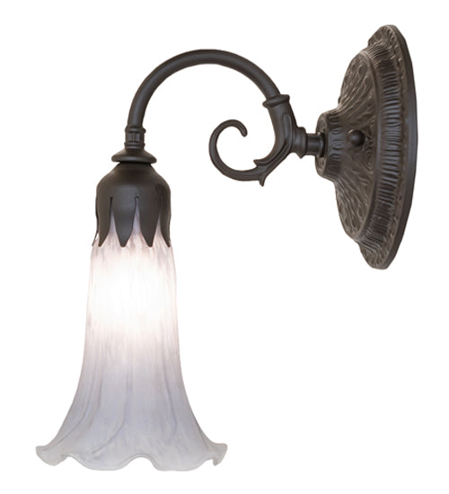 Meyda Lighting Tiffany Pond Lily 6" Oil Rubbed Bronze Wall Sconce With Gray Shade Glass