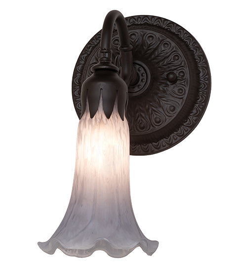 Meyda Lighting Tiffany Pond Lily 6" Oil Rubbed Bronze Wall Sconce With Gray Shade Glass