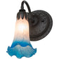 Meyda Lighting Tiffany Pond Lily 6" Oil Rubbed Bronze Wall Sconce With Pink & Blue Shade Glass