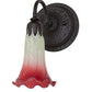 Meyda Lighting Tiffany Pond Lily 6" Oil Rubbed Bronze Wall Sconce With Red & Green Shade Glass