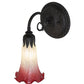 Meyda Lighting Tiffany Pond Lily 6" Oil Rubbed Bronze Wall Sconce With Red & Green Shade Glass