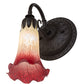 Meyda Lighting Tiffany Pond Lily 6" Oil Rubbed Bronze Wall Sconce With Red & Green Shade Glass