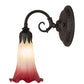 Meyda Lighting Tiffany Pond Lily 6" Oil Rubbed Bronze Wall Sconce With Red & Green Shade Glass