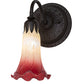 Meyda Lighting Tiffany Pond Lily 6" Oil Rubbed Bronze Wall Sconce With Red & Green Shade Glass