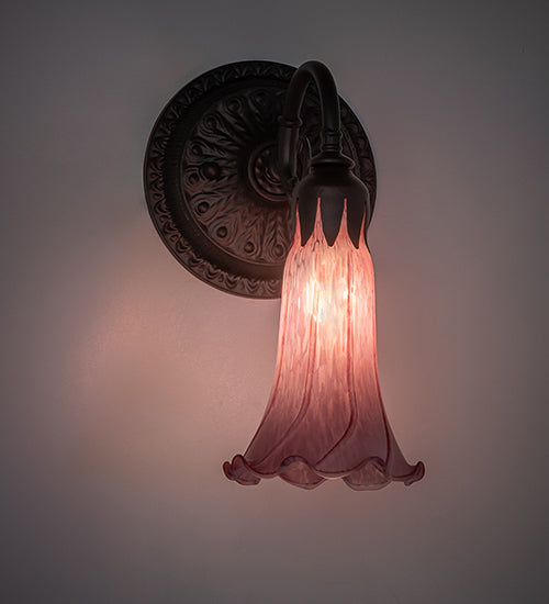 Meyda Lighting Tiffany Pond Lily 6" Oil Rubbed Bronze Wall Sconce With Violet Shade Glass