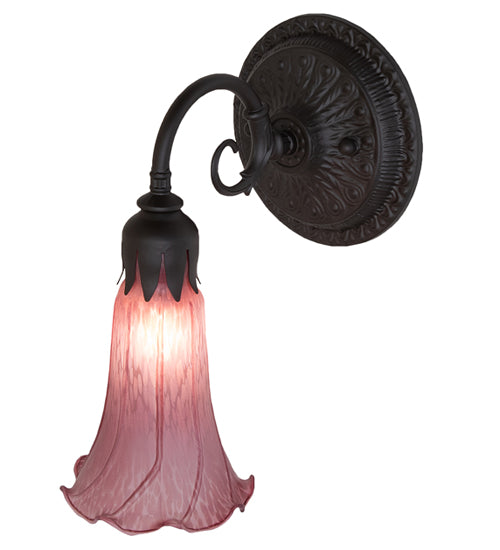 Meyda Lighting Tiffany Pond Lily 6" Oil Rubbed Bronze Wall Sconce With Violet Shade Glass