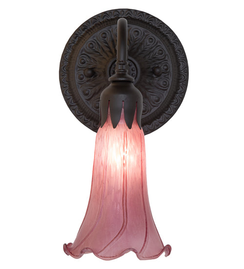 Meyda Lighting Tiffany Pond Lily 6" Oil Rubbed Bronze Wall Sconce With Violet Shade Glass