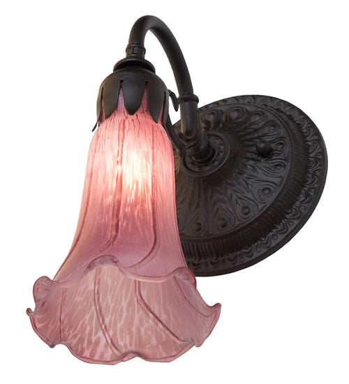 Meyda Lighting Tiffany Pond Lily 6" Oil Rubbed Bronze Wall Sconce With Violet Shade Glass