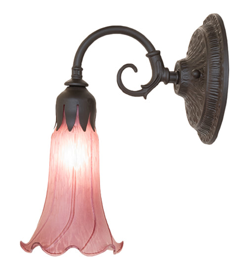 Meyda Lighting Tiffany Pond Lily 6" Oil Rubbed Bronze Wall Sconce With Violet Shade Glass