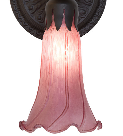 Meyda Lighting Tiffany Pond Lily 6" Oil Rubbed Bronze Wall Sconce With Violet Shade Glass