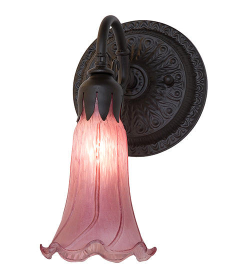 Meyda Lighting Tiffany Pond Lily 6" Oil Rubbed Bronze Wall Sconce With Violet Shade Glass