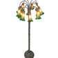 Meyda Lighting Tiffany Pond Lily 61" 12-Light Bronze Floor Lamp With Amber & Green Shade Glass