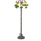 Meyda Lighting Tiffany Pond Lily 61" 12-Light Bronze Floor Lamp With Amber & Green Shade Glass