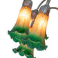 Meyda Lighting Tiffany Pond Lily 61" 12-Light Bronze Floor Lamp With Amber & Green Shade Glass