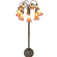 Meyda Lighting Tiffany Pond Lily 61" 12-Light Bronze Floor Lamp With Amber & Violet Shade Glass