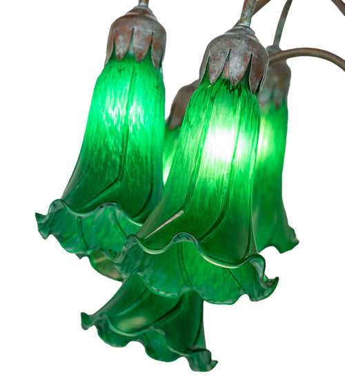 Meyda Lighting Tiffany Pond Lily 61" 12-Light Bronze Floor Lamp With Green Shade Glass