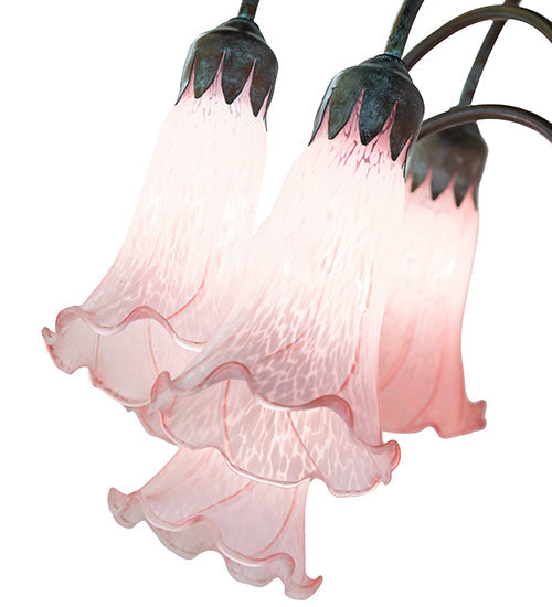 Meyda Lighting Tiffany Pond Lily 61" 12-Light Bronze Floor Lamp With Pink Shade Glass