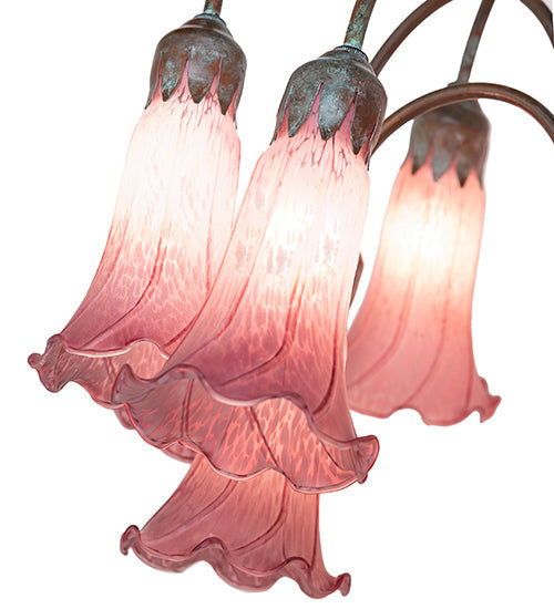 Meyda Lighting Tiffany Pond Lily 61" 12-Light Bronze Floor Lamp With Violet Shade Glass