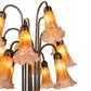 Meyda Lighting Tiffany Pond Lily 63" 12-Light Mahogany Bronze Floor Lamp With Amber & Violet Shade Glass