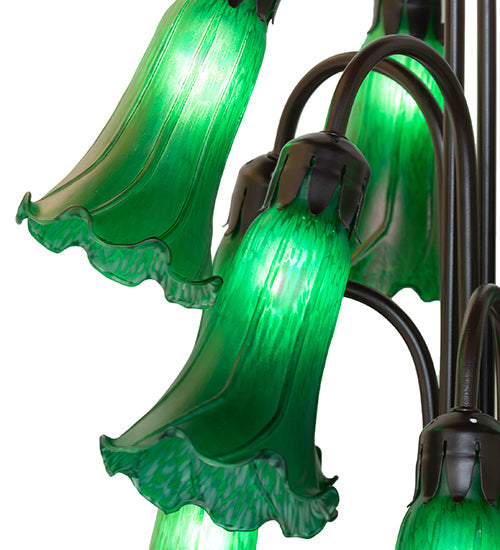 Meyda Lighting Tiffany Pond Lily 63" 12-Light Mahogany Bronze Floor Lamp With Petal Green Shade Glass
