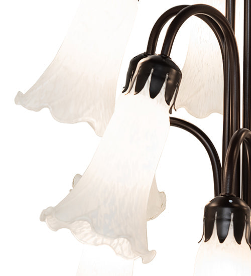 Meyda Lighting Tiffany Pond Lily 63" 12-Light Mahogany Bronze Floor Lamp With Petal White Shade Glass