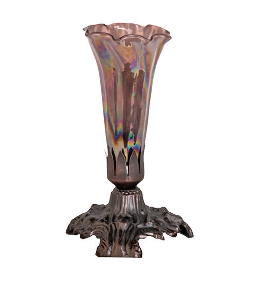 Meyda Lighting Tiffany Pond Lily 7" Mahogany Bronze Mini Table Lamp With Purple Iridescent Shade Glass