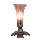 Meyda Lighting Tiffany Pond Lily 7" Mahogany Bronze Mini Table Lamp With Purple Iridescent Shade Glass