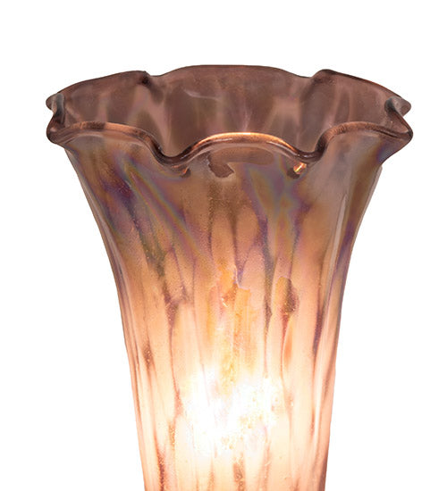 Meyda Lighting Tiffany Pond Lily 7" Mahogany Bronze Mini Table Lamp With Purple Iridescent Shade Glass