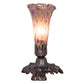 Meyda Lighting Tiffany Pond Lily 7" Mahogany Bronze Mini Table Lamp With Purple Iridescent Shade Glass