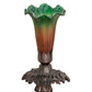 Meyda Lighting Tiffany Pond Lily 7" Mahogany Bronze Victorian Mini Table Lamp With Amber and Green Shade Glass