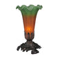 Meyda Lighting Tiffany Pond Lily 7" Mahogany Bronze Victorian Mini Table Lamp With Amber and Green Shade Glass