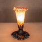 Meyda Lighting Tiffany Pond Lily 7" Mahogany Bronze Victorian Mini Table Lamp With Amber and Purple Shade Glass