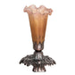 Meyda Lighting Tiffany Pond Lily 7" Mahogany Bronze Victorian Mini Table Lamp With Amber and Purple Shade Glass